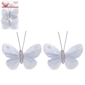 X238912, Xmas X238912, Xmas 2PC 7CM SILVER BUTTERFLIES W/CLIP