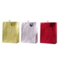 25X36, X448434, 3A LRG FOIL GIFT BAG RED, GOLD, SILVER 26X32X12CM