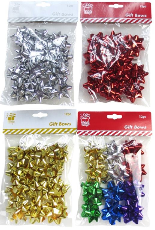 X8, XA2792, GIFT BOWS SHINY 12pc 50mm 4ASST