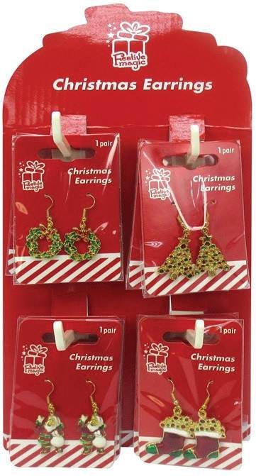XMAS METAL EARRINGS 2PC ASST