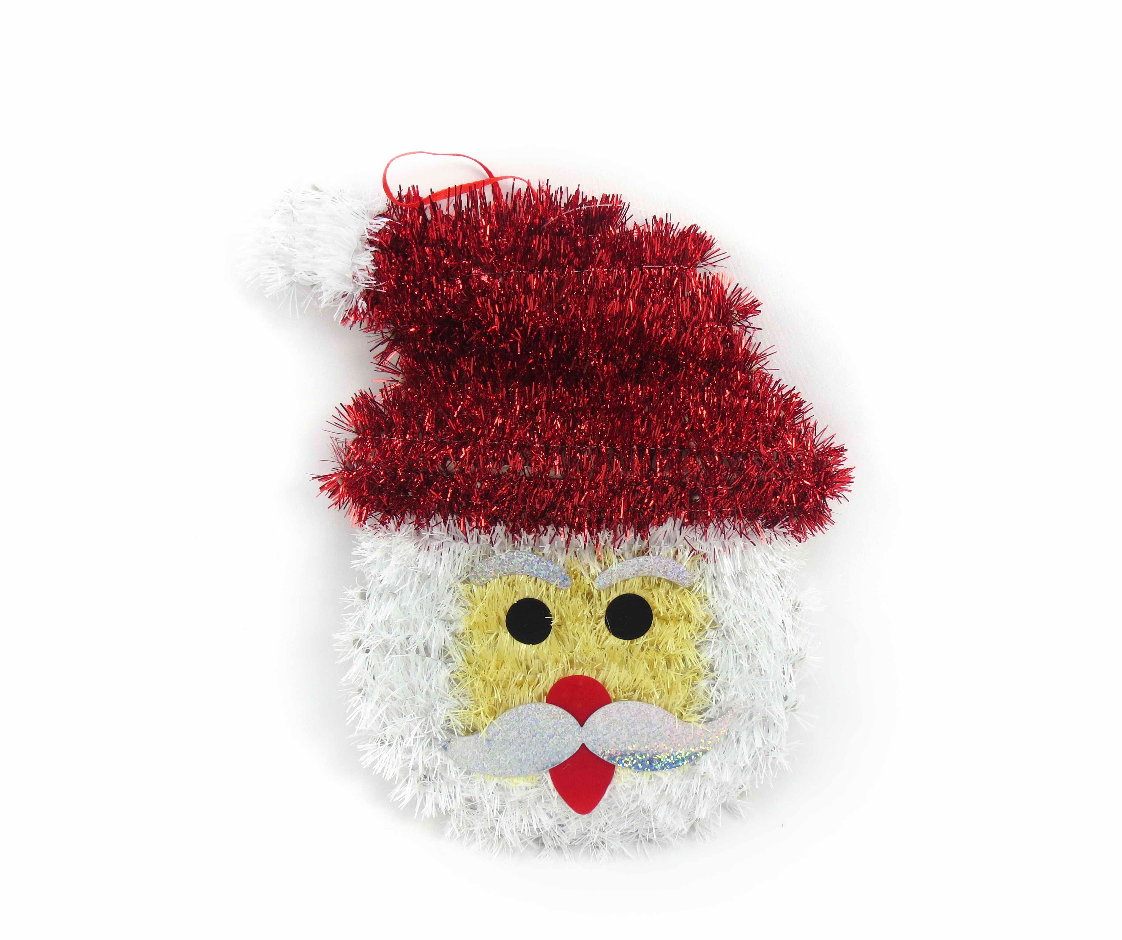  TINSEL SANTA FACE DECO 