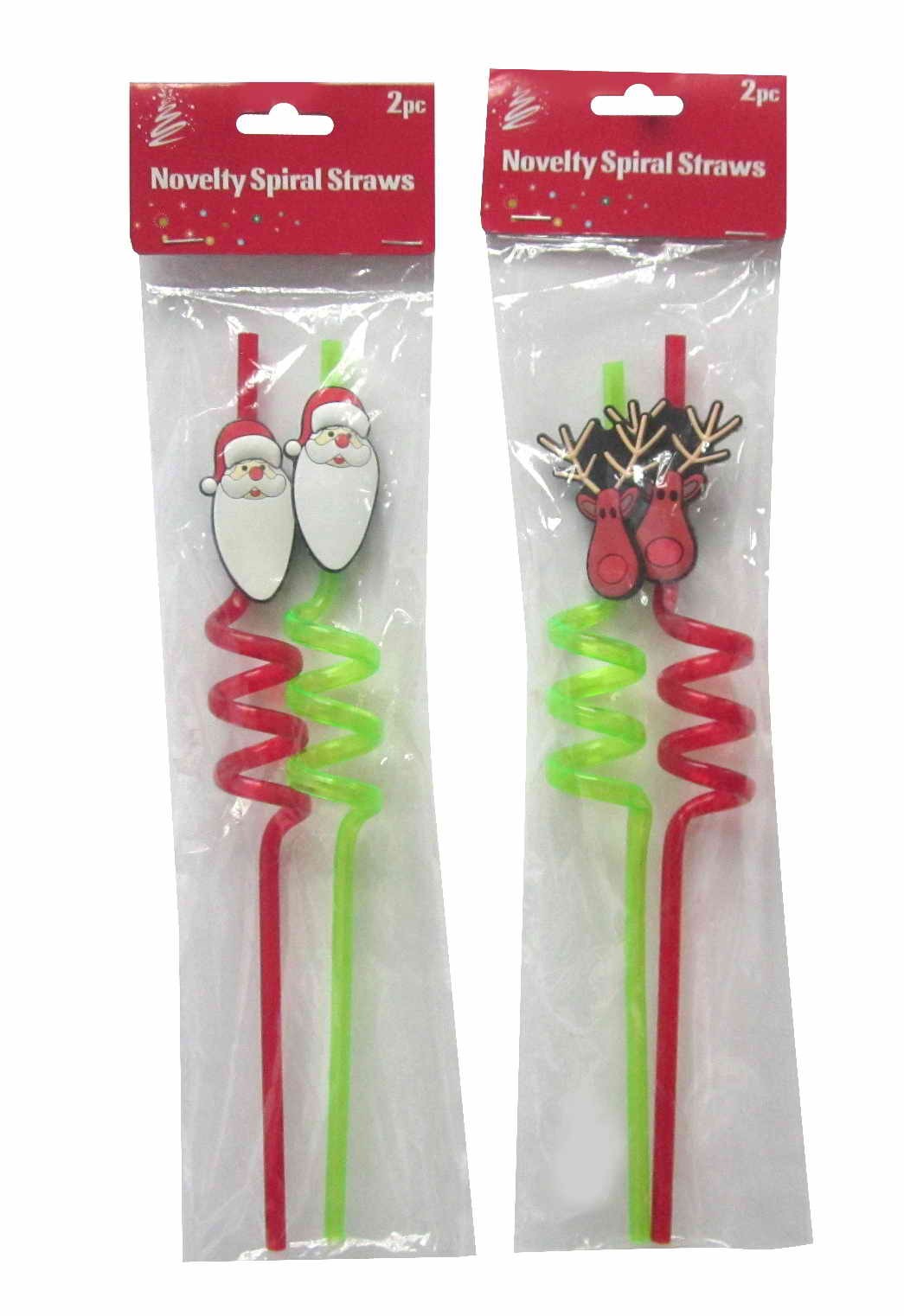 SPIRAL STRAWS 2pc W/DECO