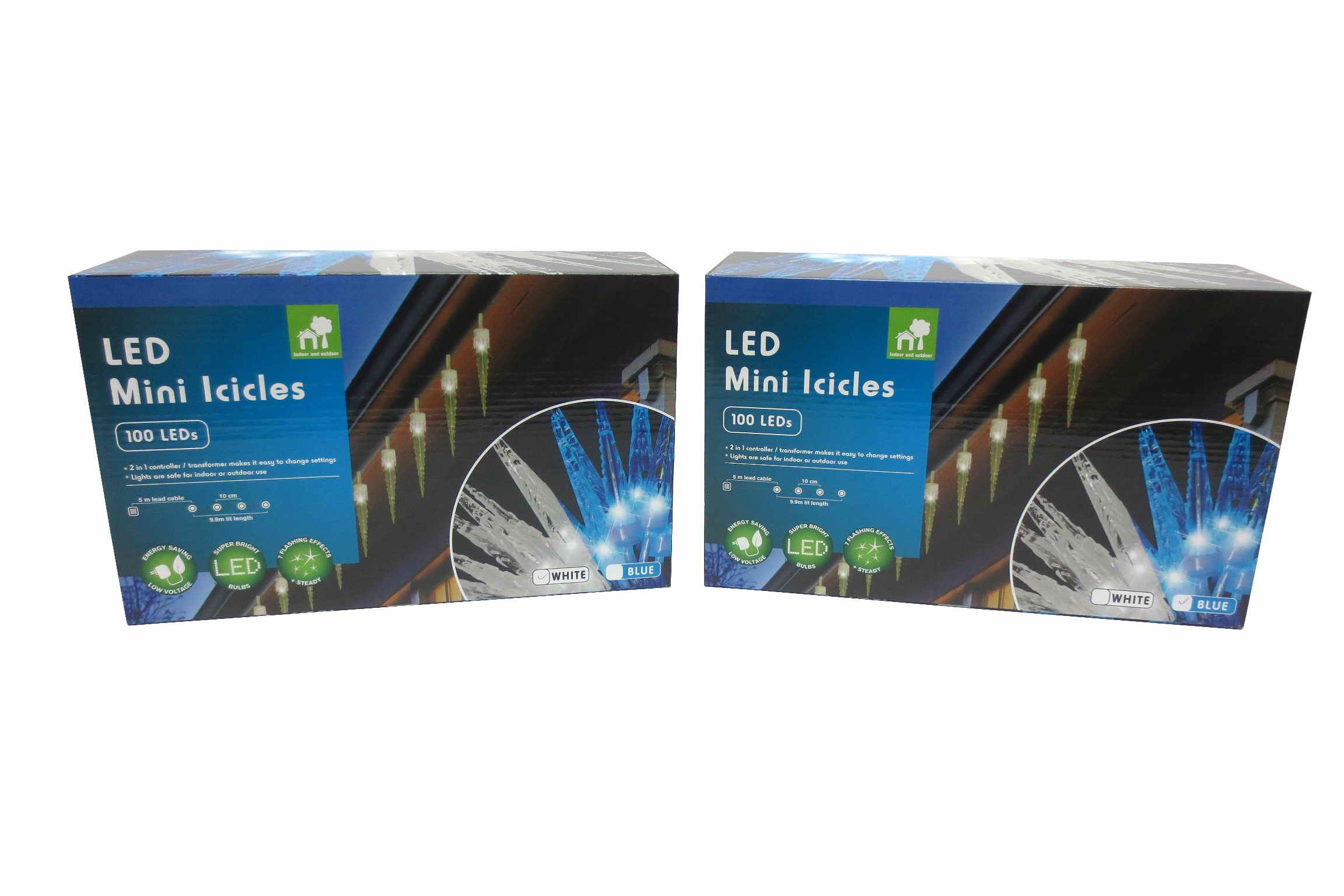 LED MINI-ICICLES 100 BLUE/WHITE