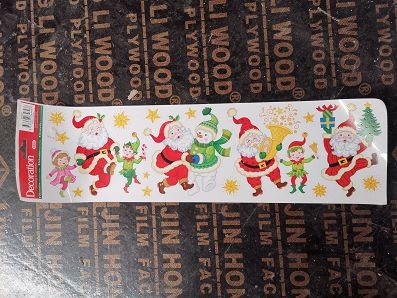 19X38, XA8338, SANTA WINDOW CLING LONG 4ASST