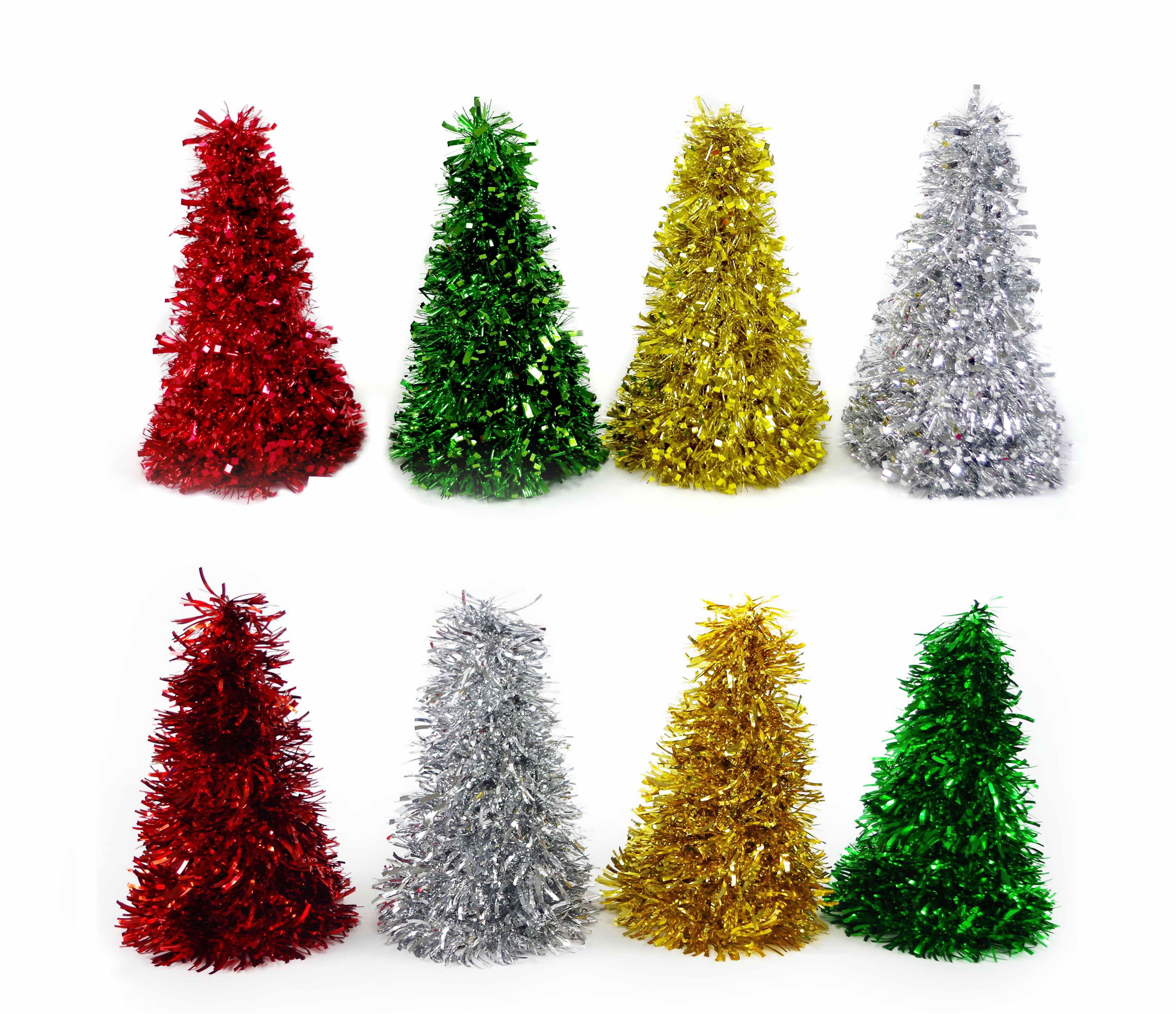 TINSEL CONE TREE 26cm 8ASST