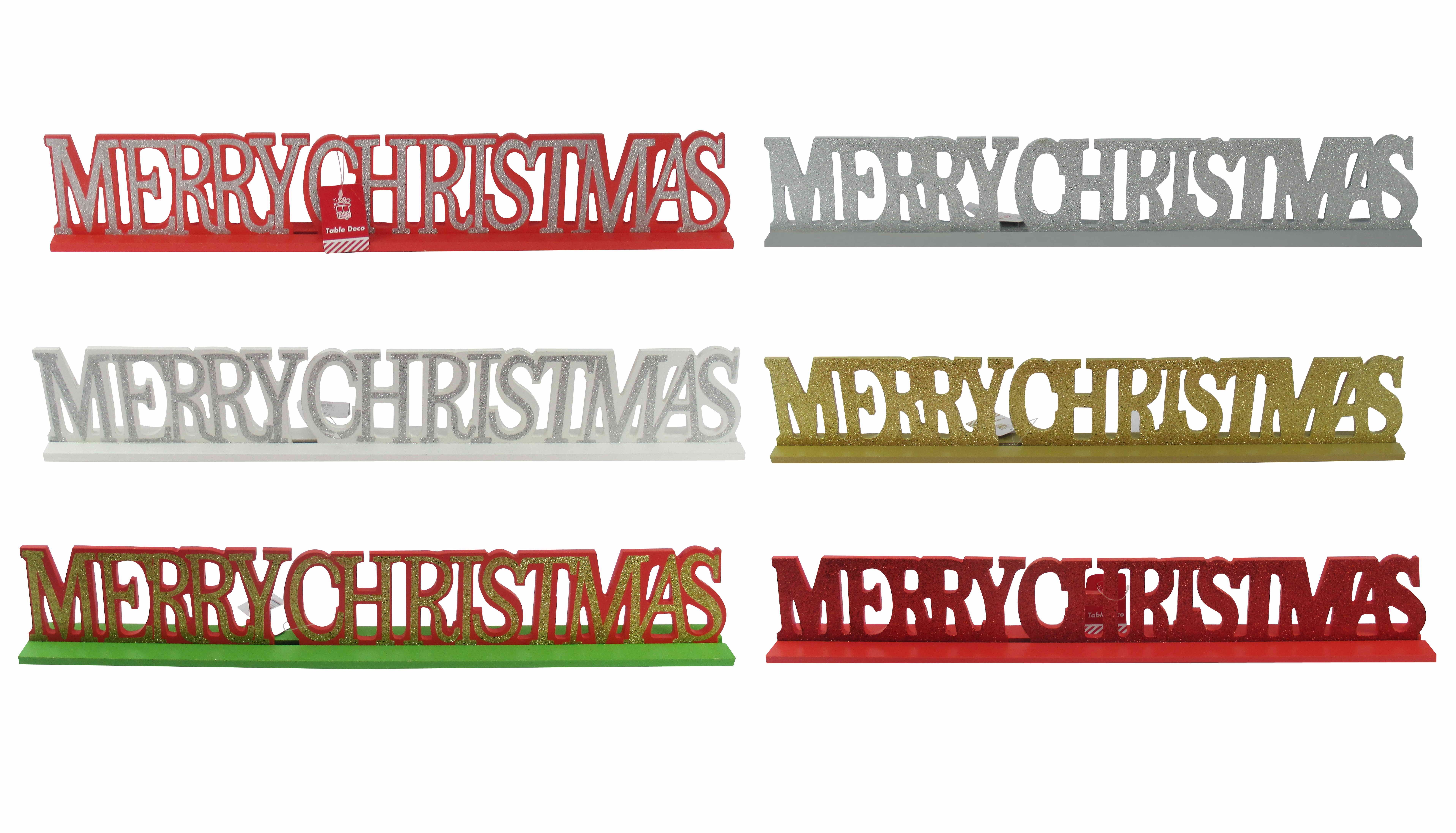  MERRY CHRISTMAS SIGN GLITTER 6ASST 
