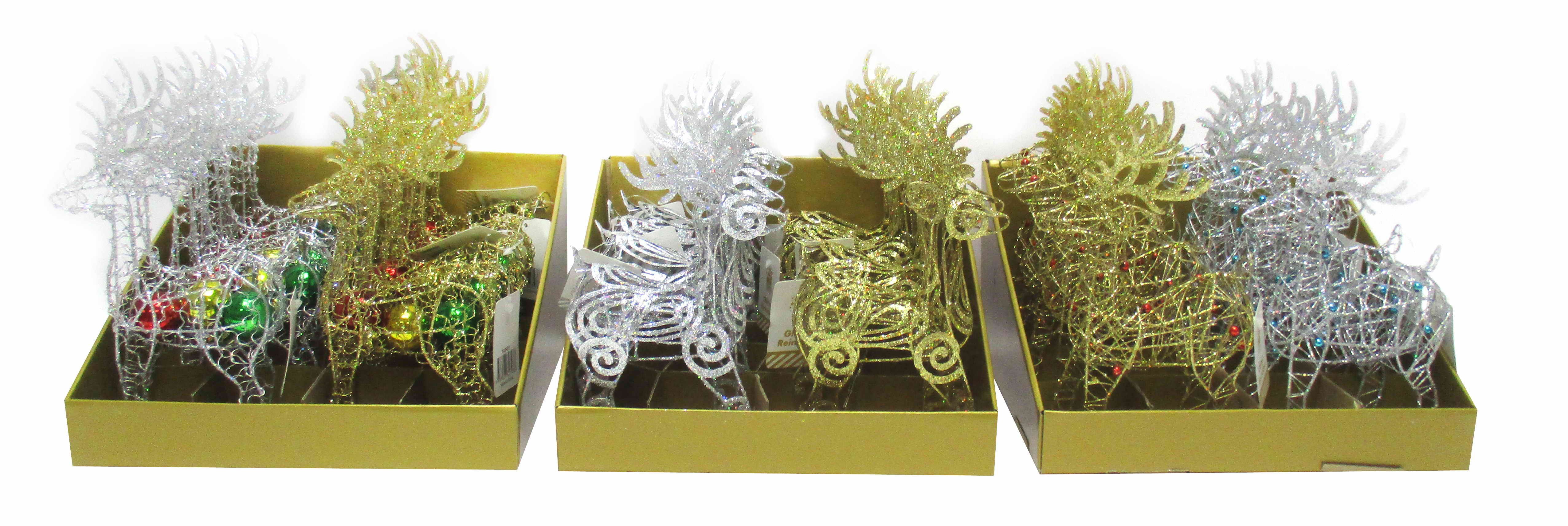  GLITTER STANDING REINDEER 3ASST 