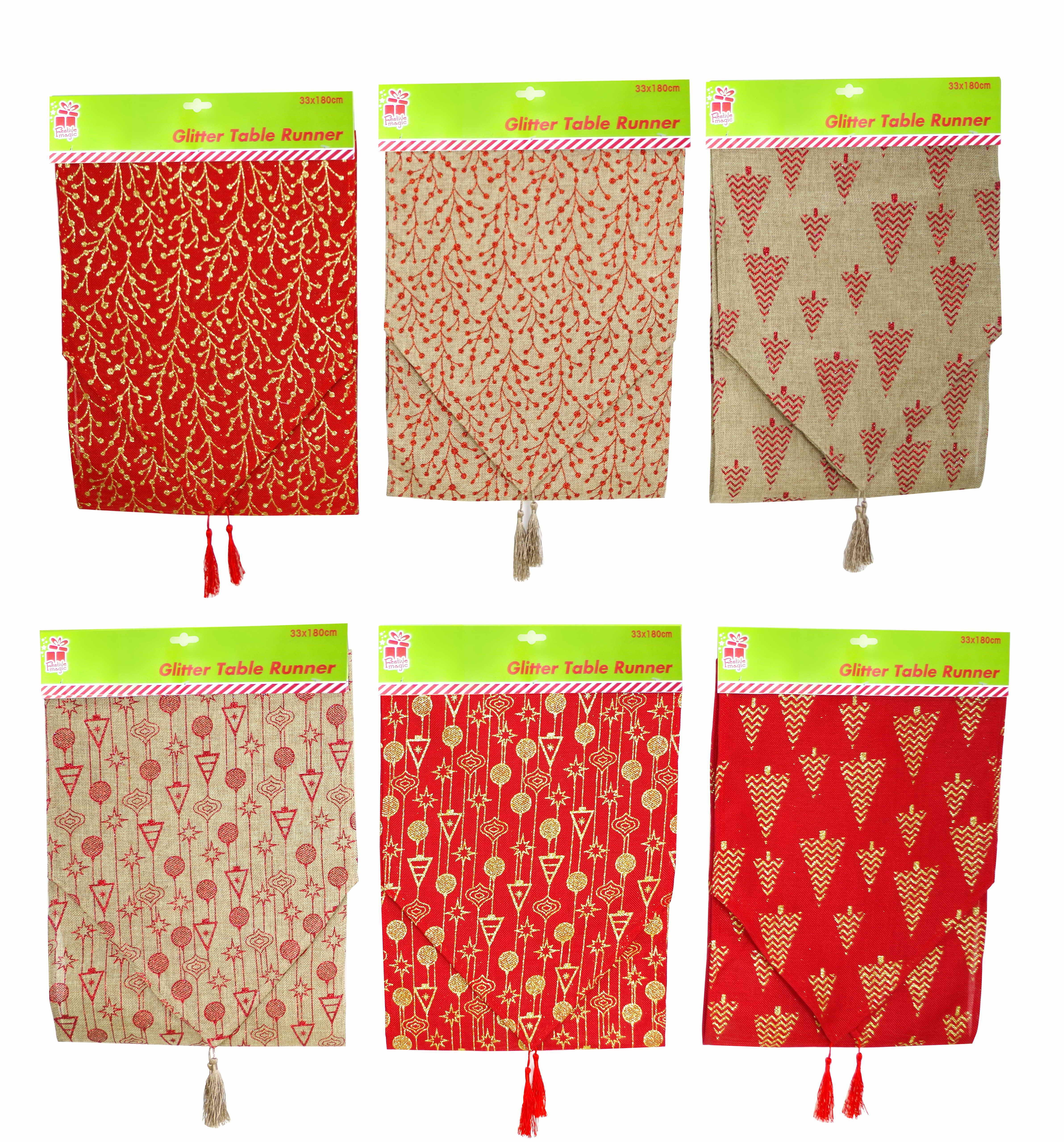 XA8538 RUNNER GLITT BURLAP 3ASST 180cm