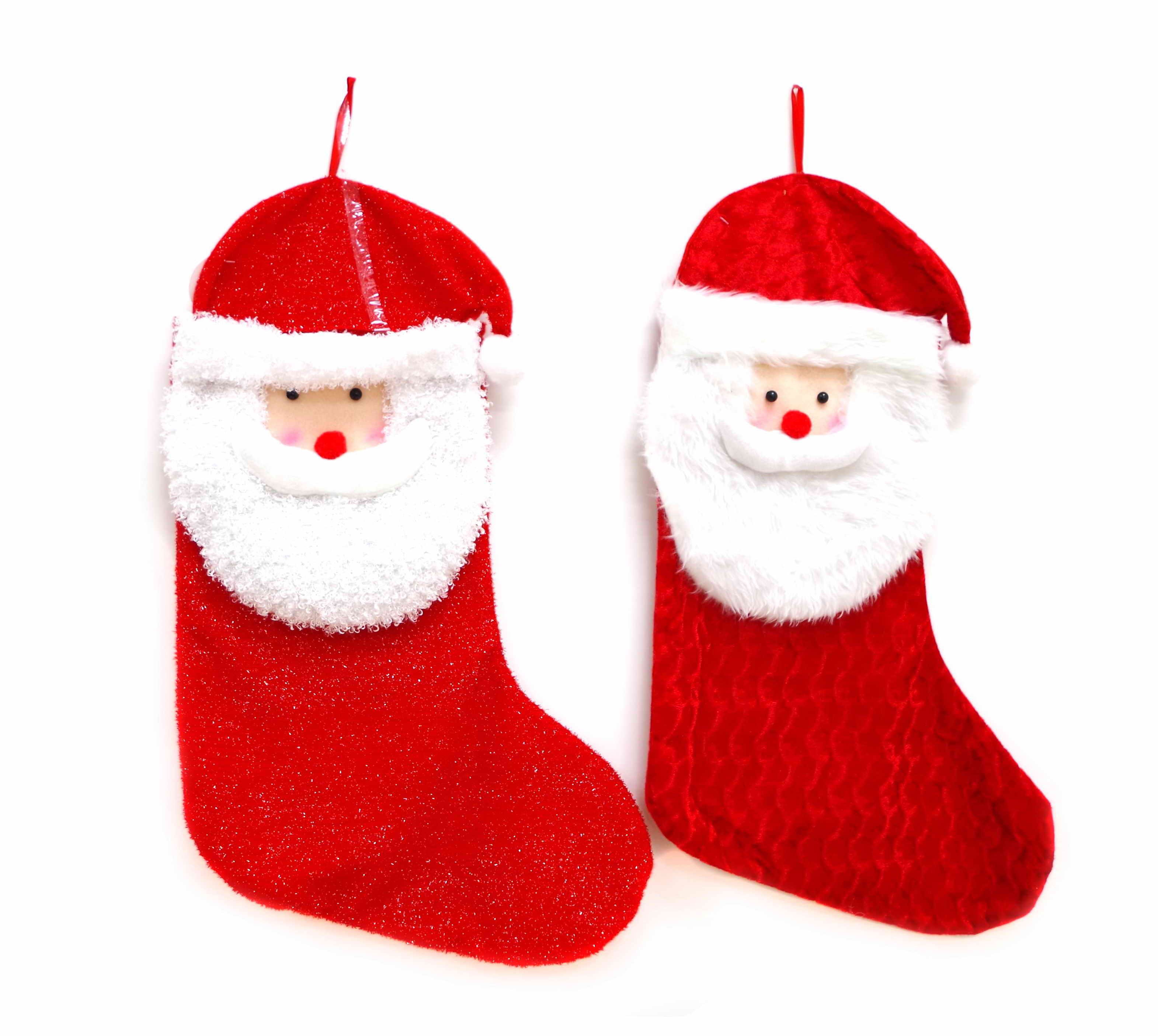 STOCKING SANTA FACE 2ASST 63cm