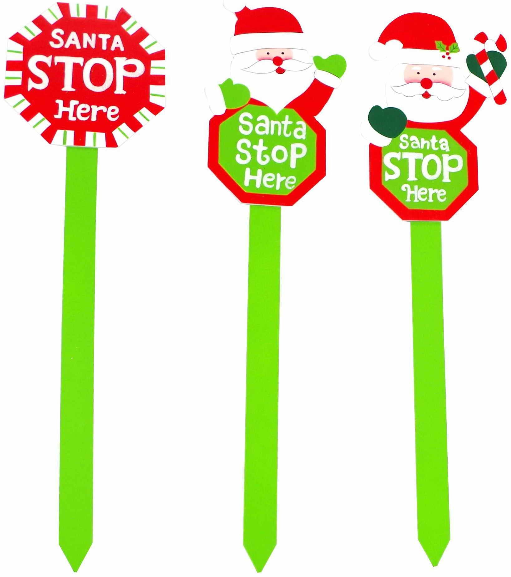 XMAS STOP STAKE GLITT 56cm 3ASST
