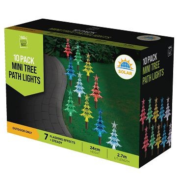 25X44, XA8878, SOLAR MINI TREE PATH LIGHTS 10pc MULTI