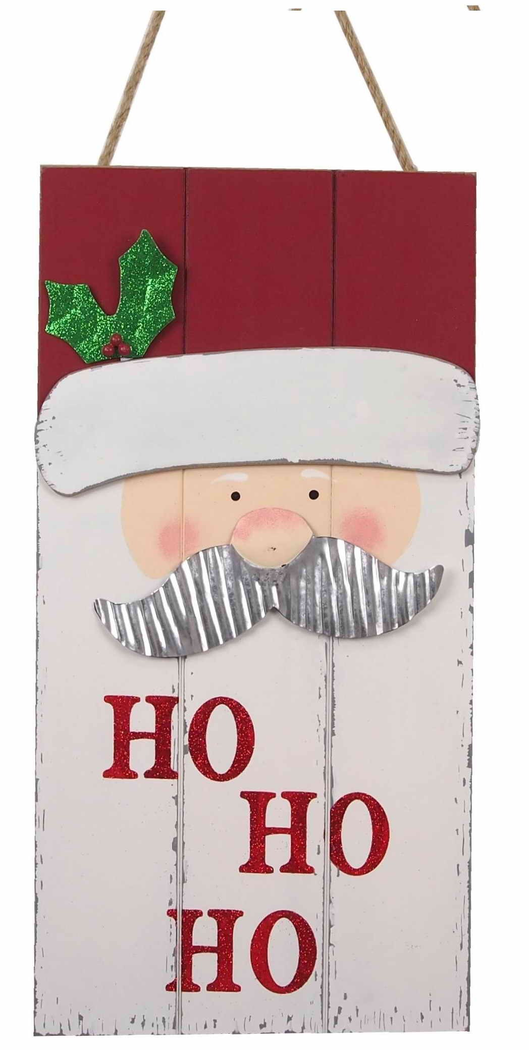  OLD STYLE SANTA PLANK SIGN W/TIN 