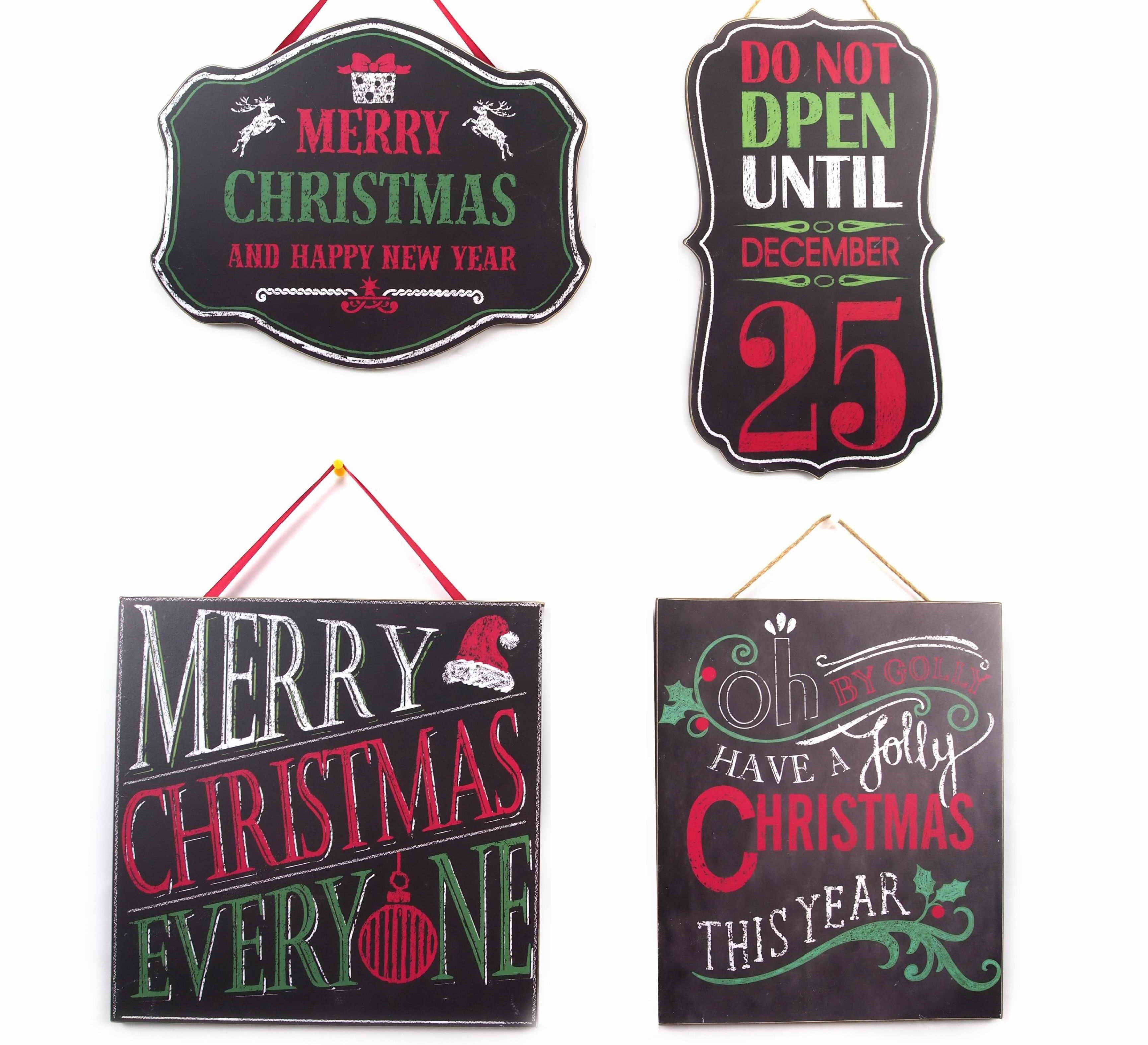  VINTAGE XMAS BLACKBOARD SIGN 4ASST 
