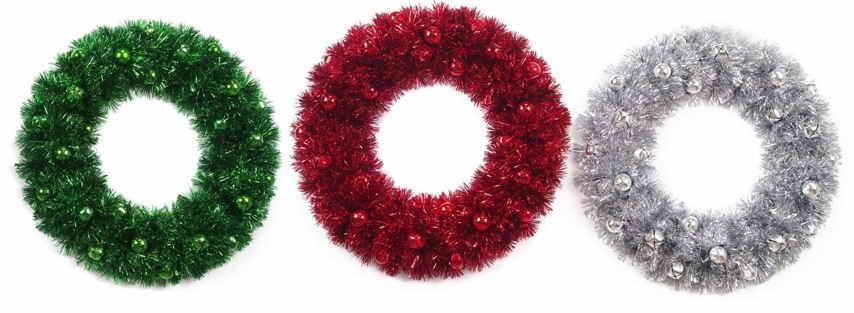  TINSEL WREATH 40cm BELLS N BALLS 3ASST 
