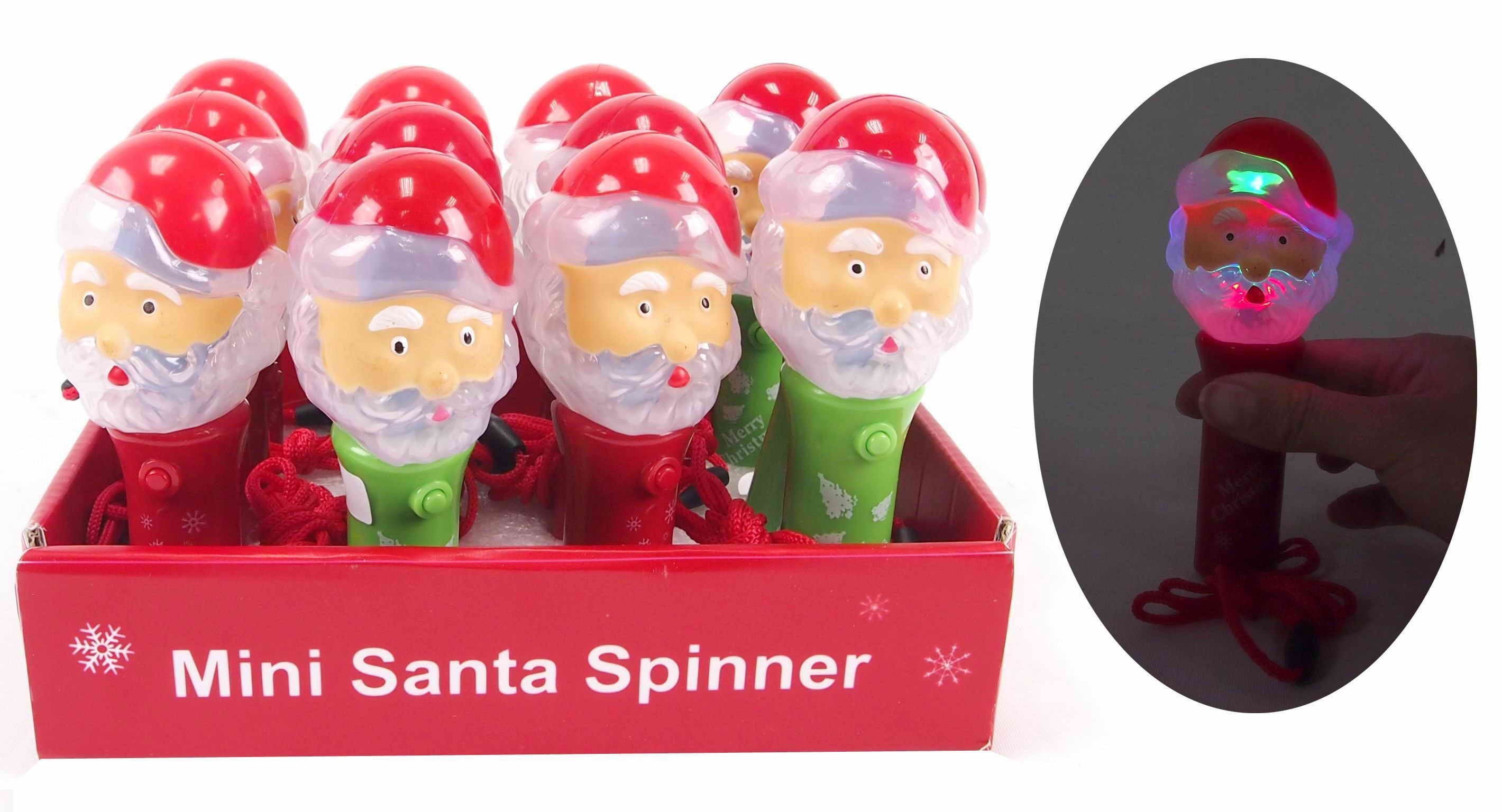  LIGHT UP SPINNING SANTA 13cm R/G 