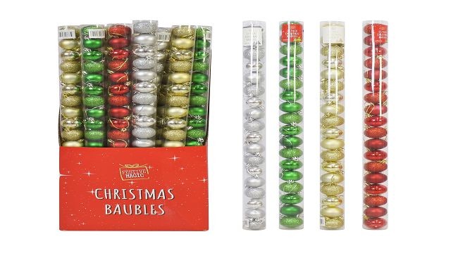 22X16, XA9767, Christmas Baubles in Tube - 40mm