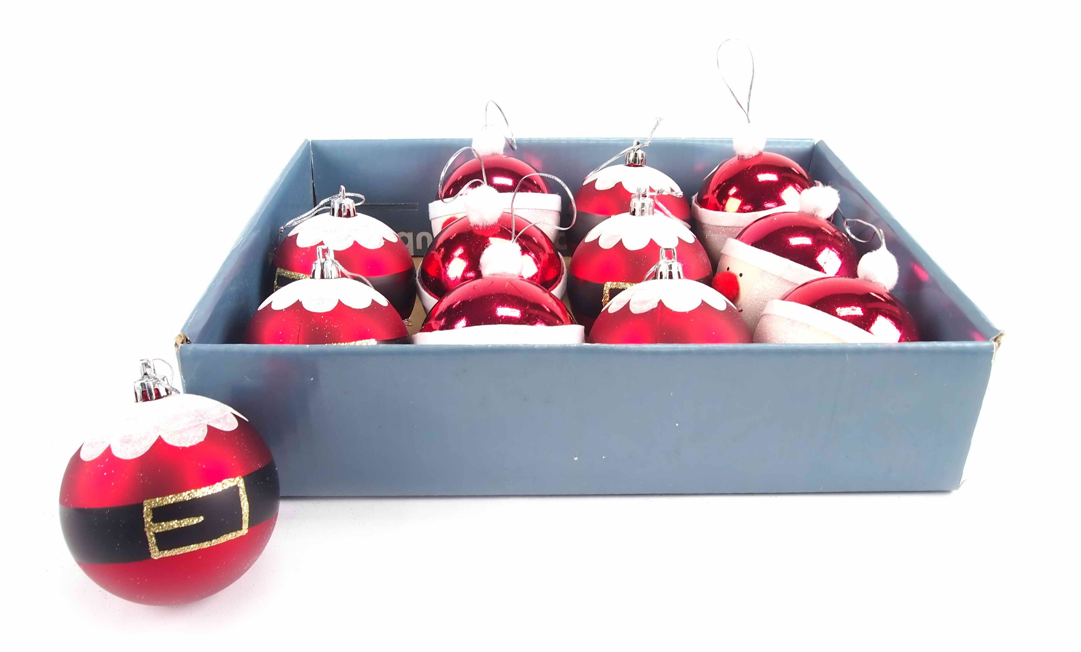  SANTA BAUBLE 8cm GLITTER 2ASST 