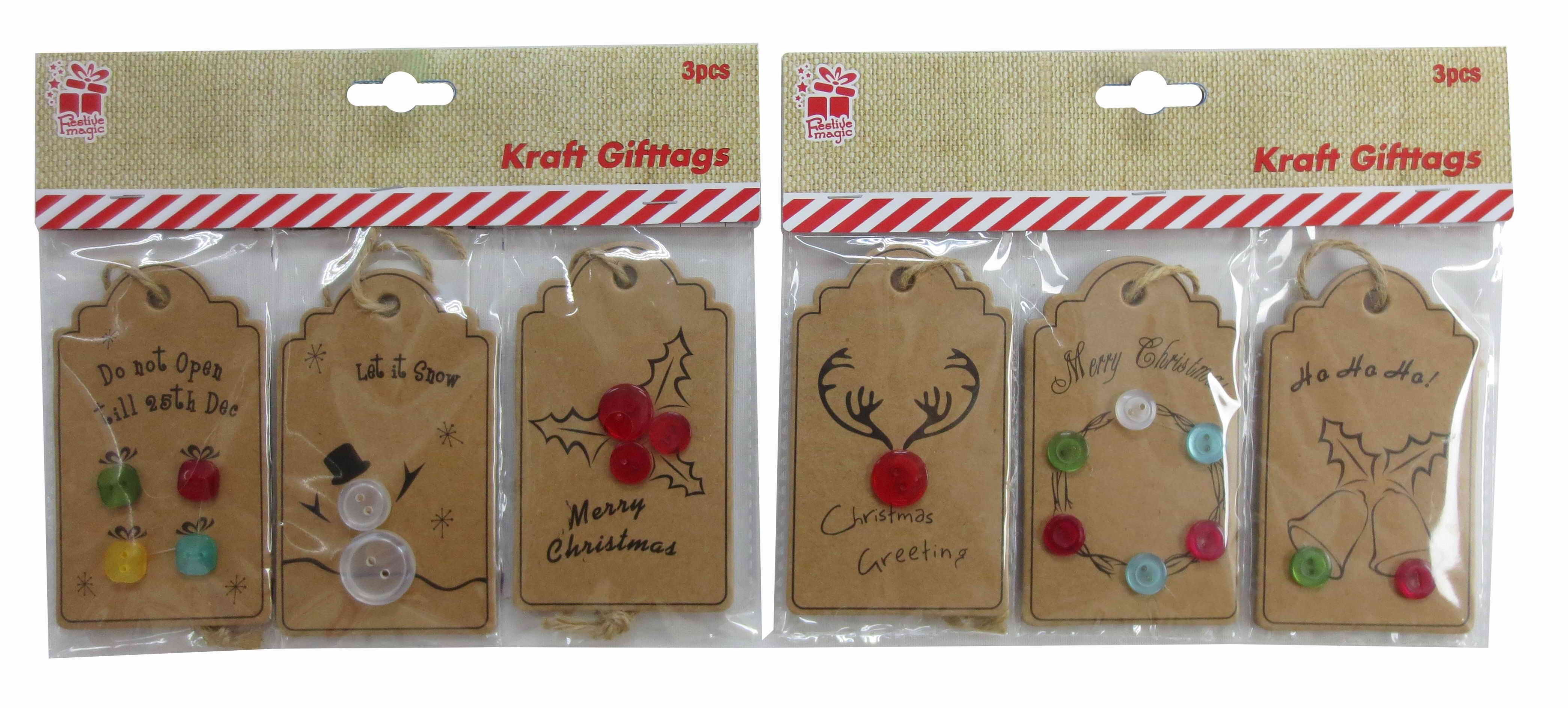  KRAFT TAGS 3PC W/BUTTONS 3ASST 