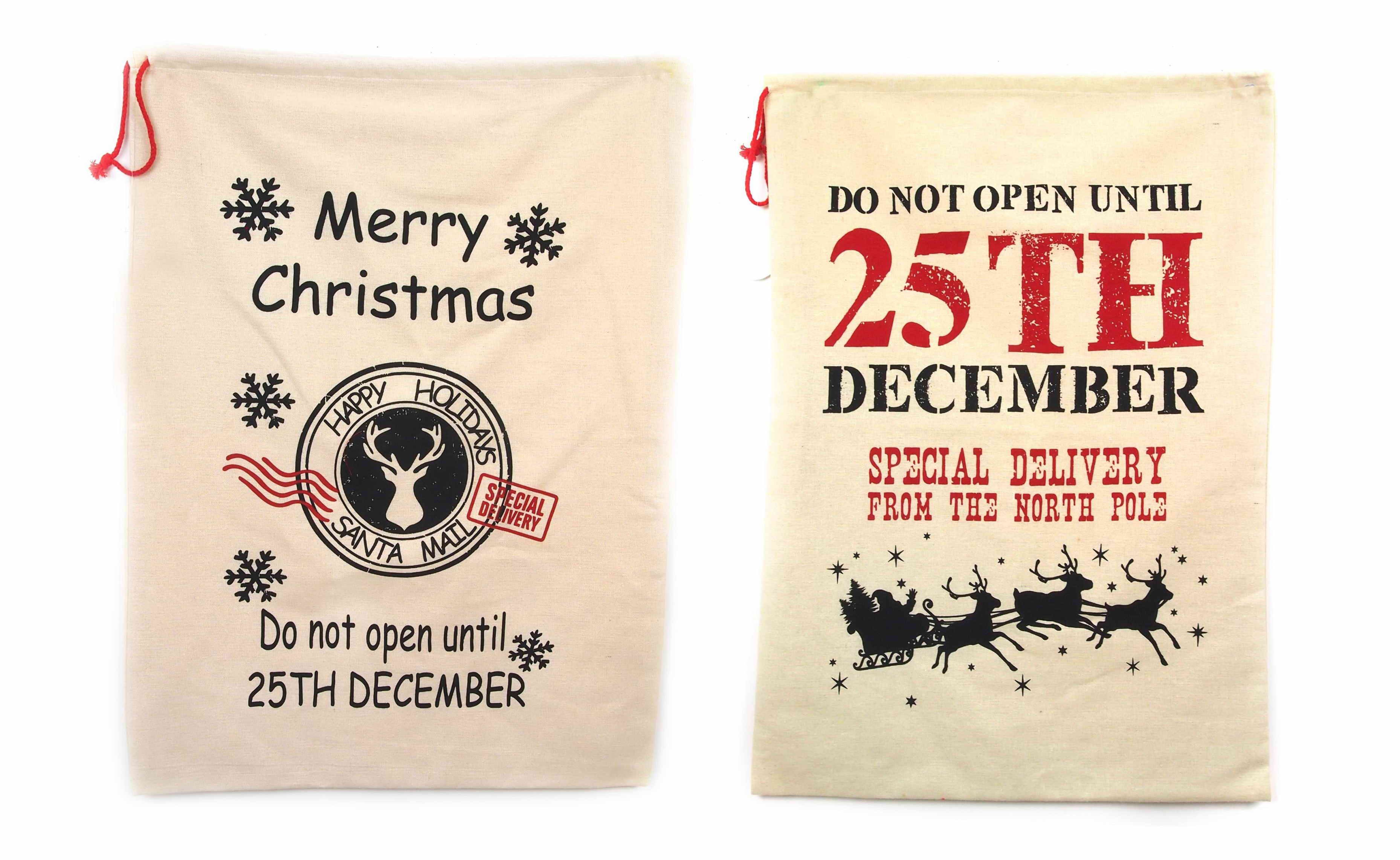  COTTON VINTAGE SANTA SACK 2ASST 