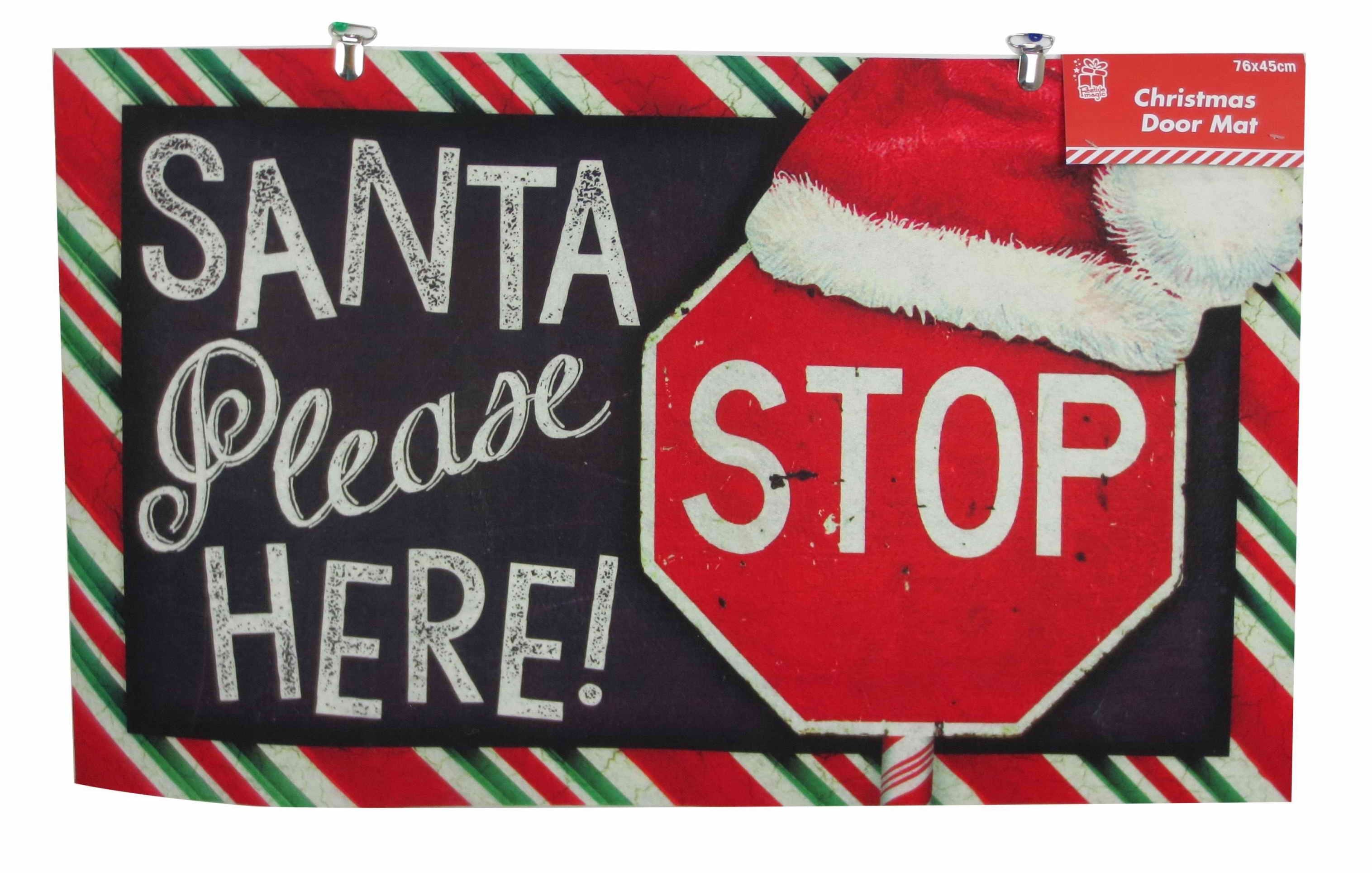  SANTA STOP HERE RUBBER MAT 