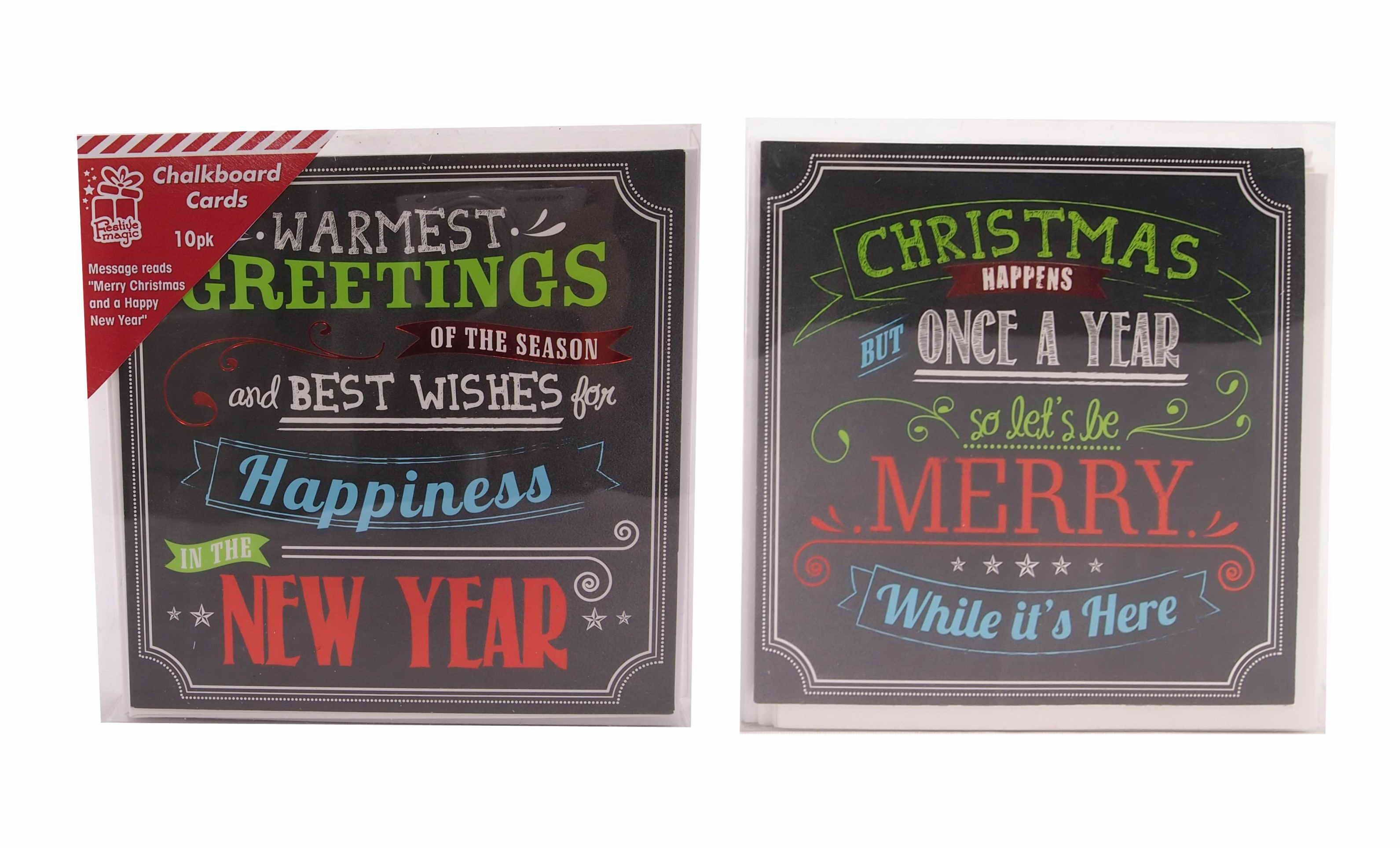  XMAS SQ.CARDS CHALK DESIGN FOILED 10PC 
