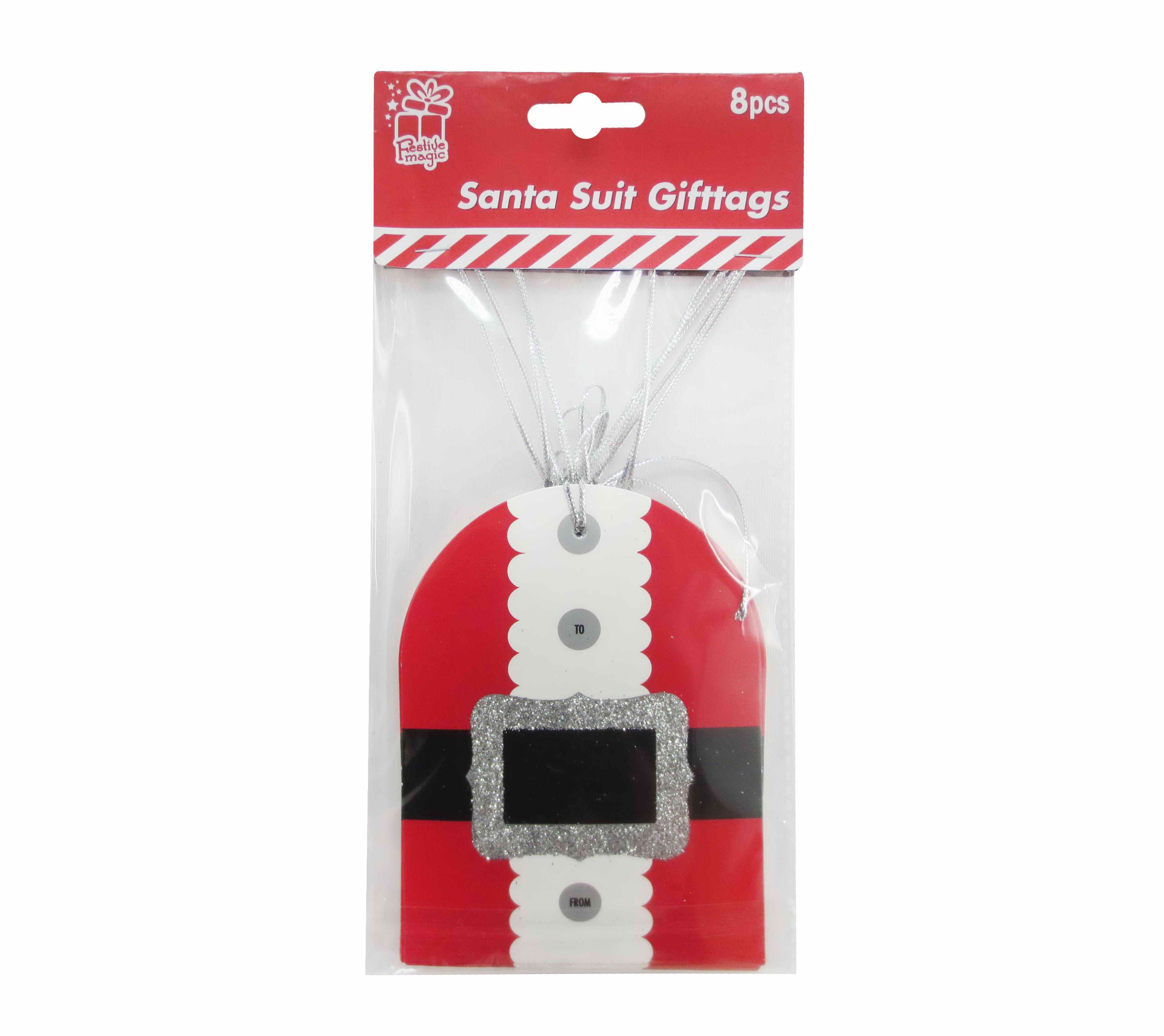  SANTA SUIT GIFTAGS 8PC 