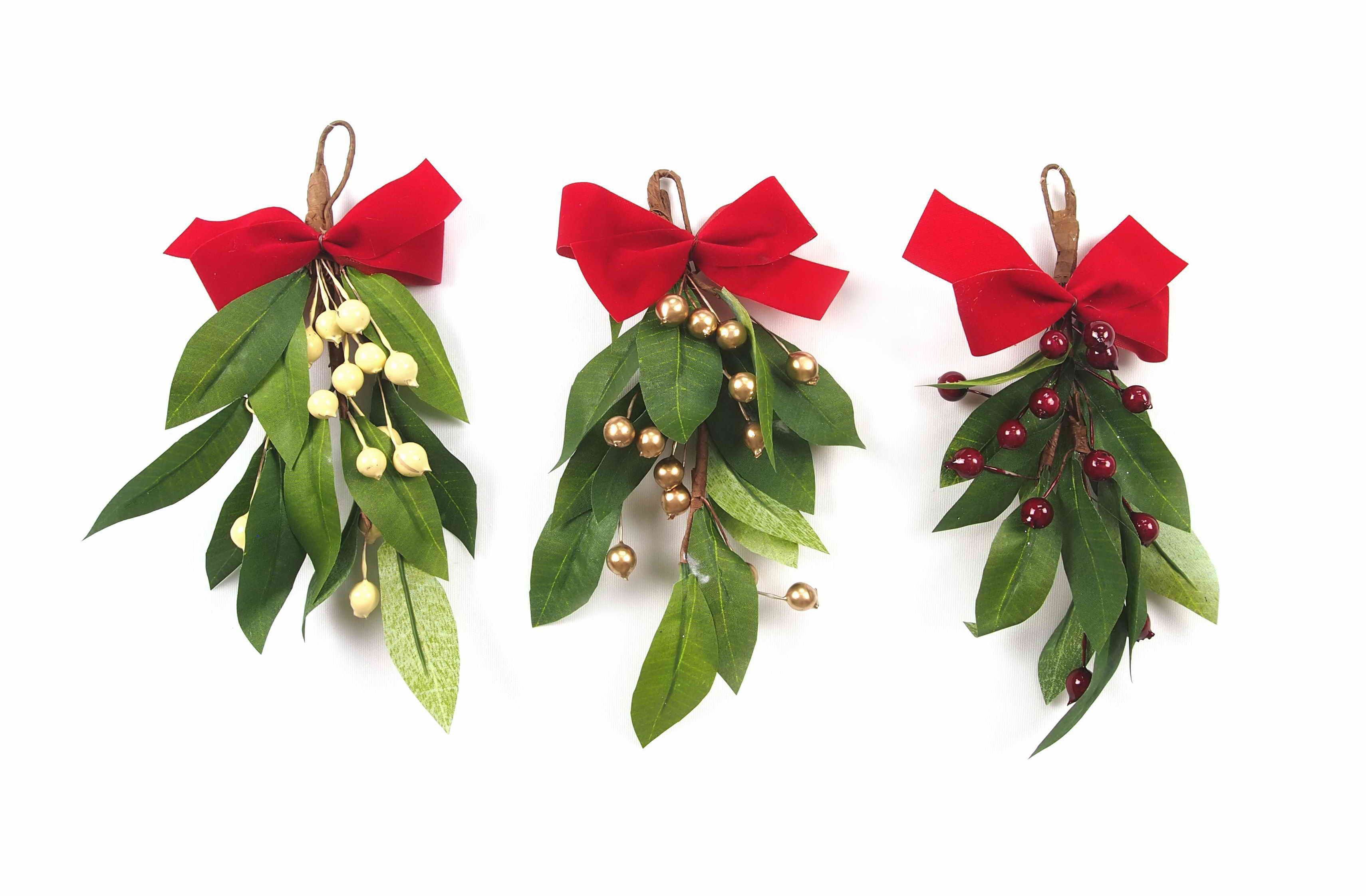  DECO MISTLETOE W/BOW 18cm 