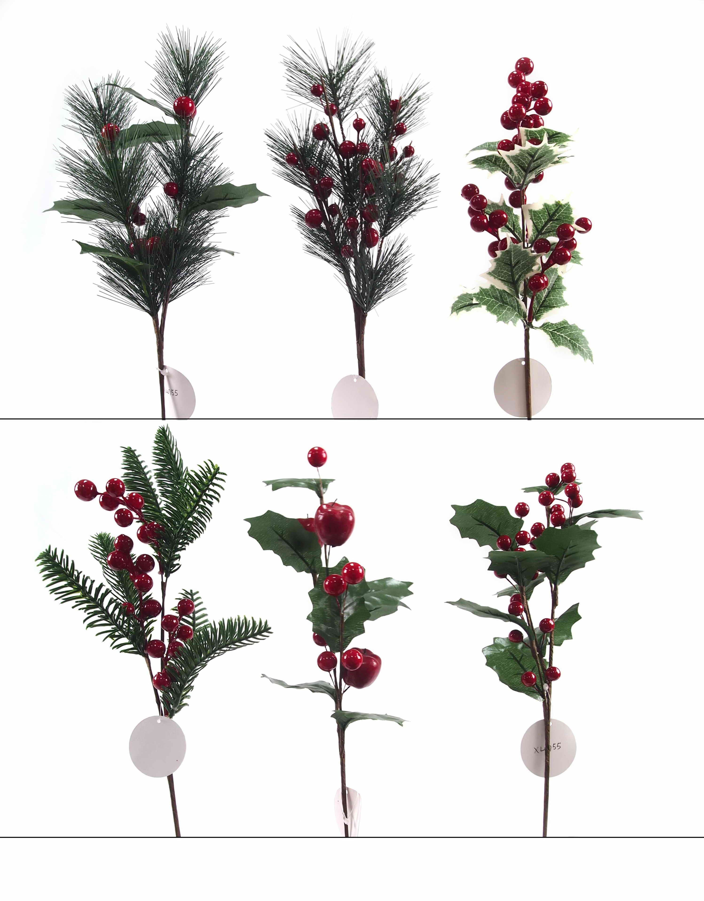  XMAS BERRY/HOLLY SPRAY 40cm 6ASST 