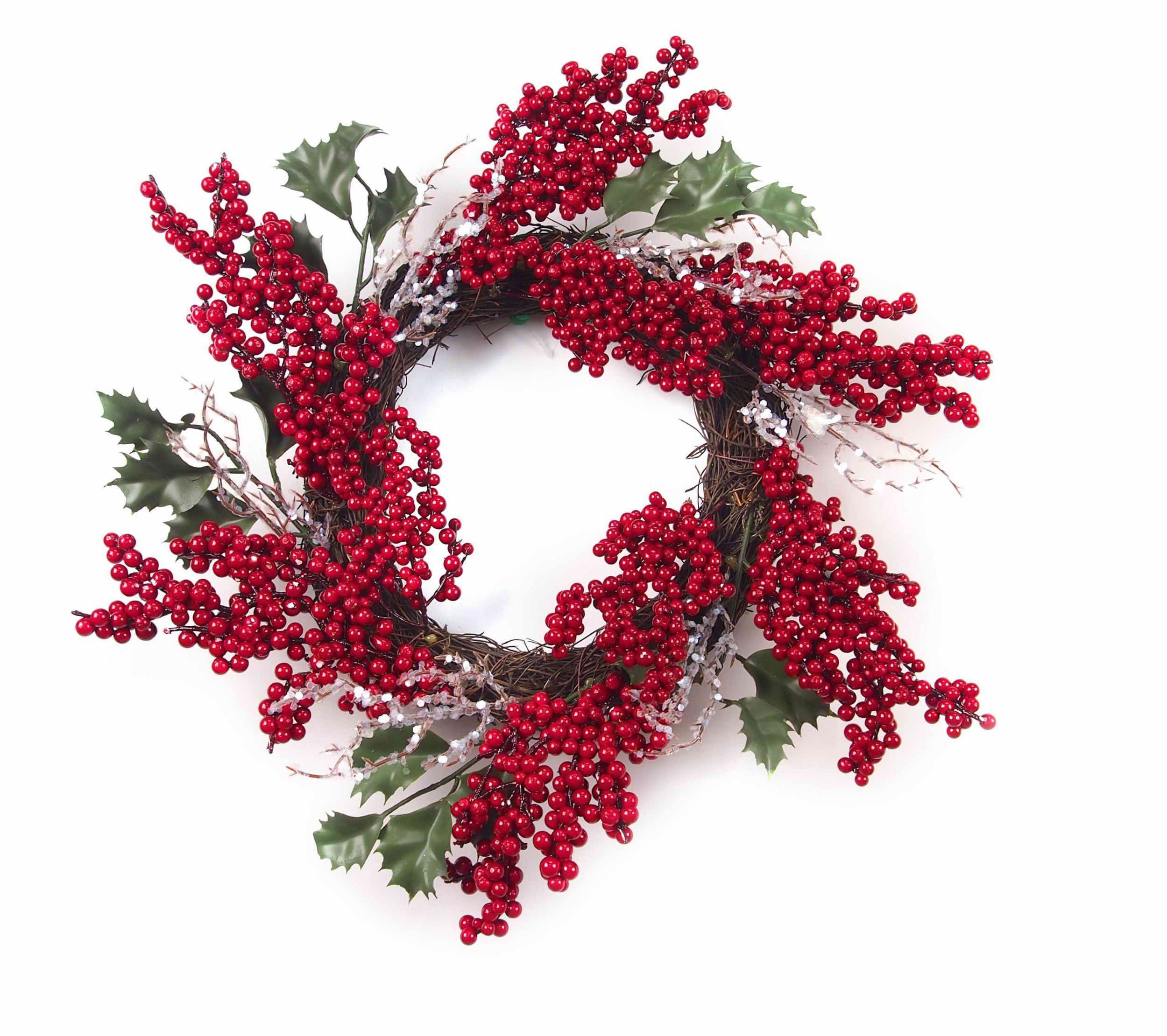  BERRY WREATH 45cm W/HOLLY/ICICLES 