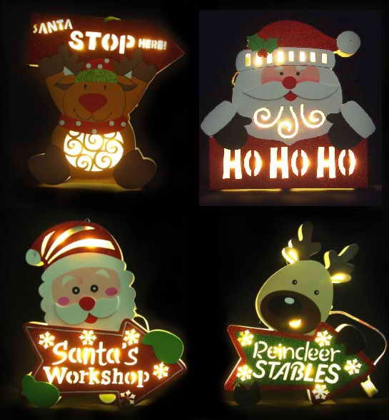  MDF HANGING LED PLAQUE 4ASST 