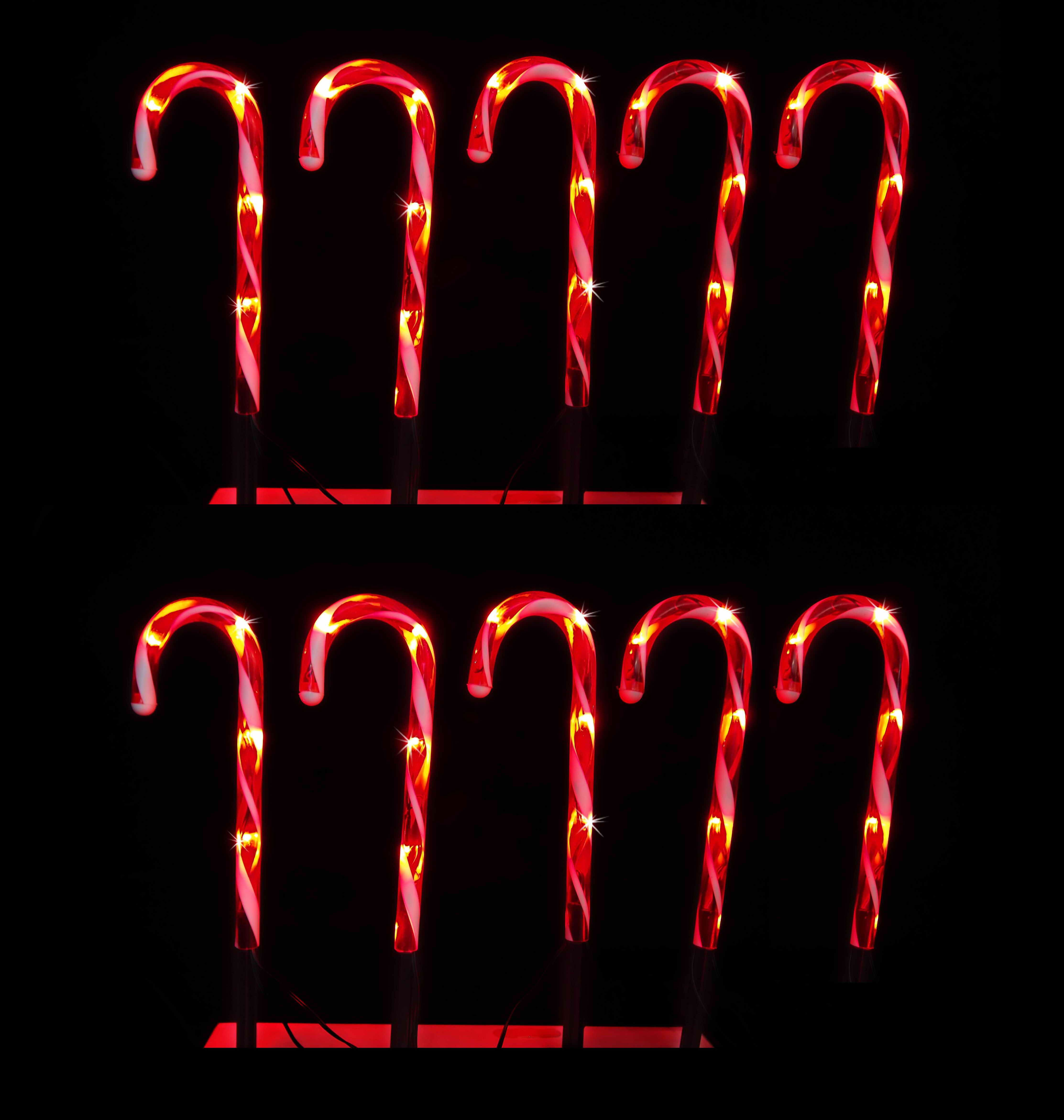  LED CANDY PATH CANES 10PC 50L RED 