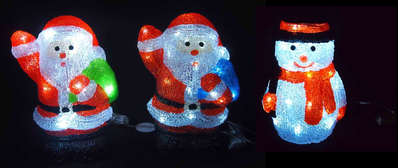  LED ACRYLIC SNOWMAN/SANTA 30L 3ASST 