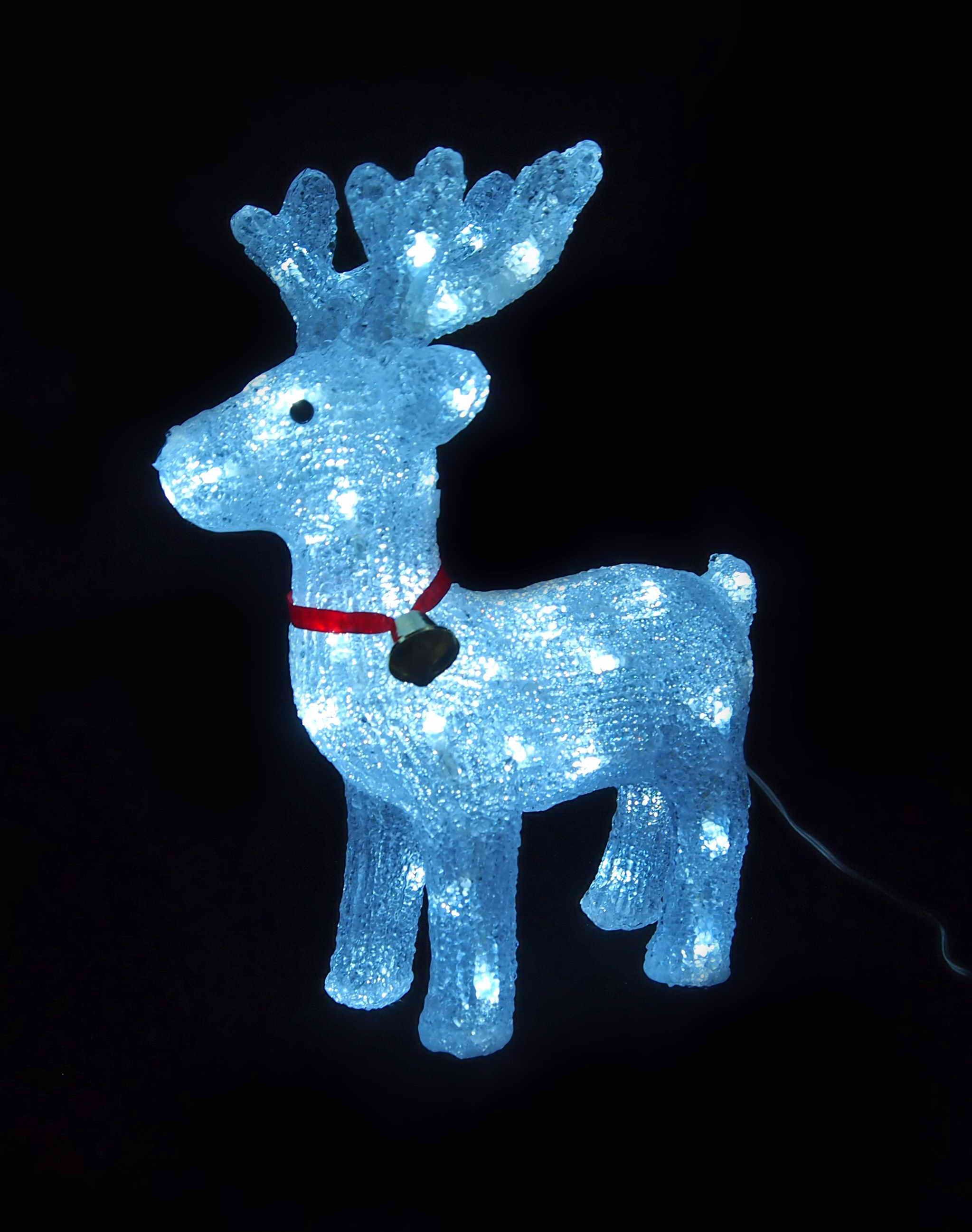  LED ACRY DEER 38cm 50L W/BELL RIBBON 