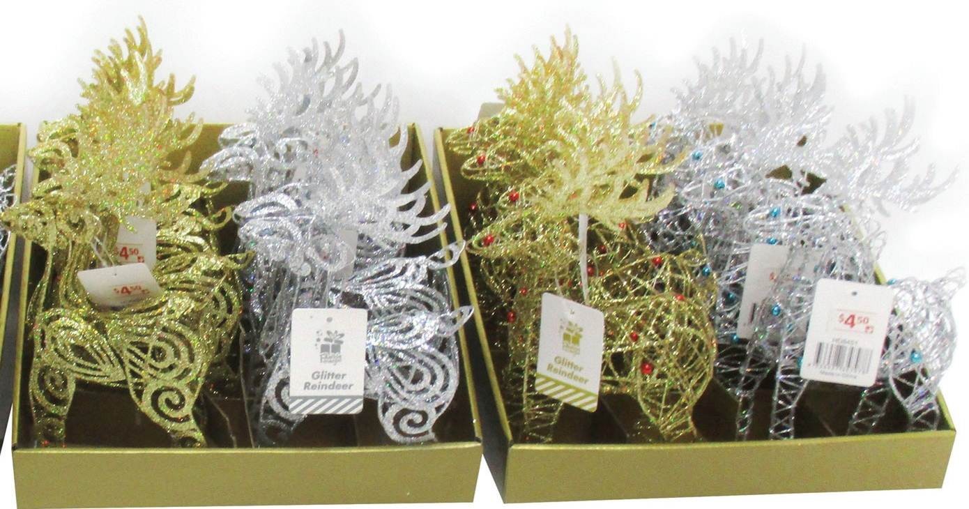 GLITTER STANDING REINDEER w/BEADS 2ASST 