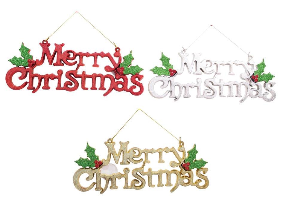 MERRY CHRISTMAS PLAQUE METALLIC