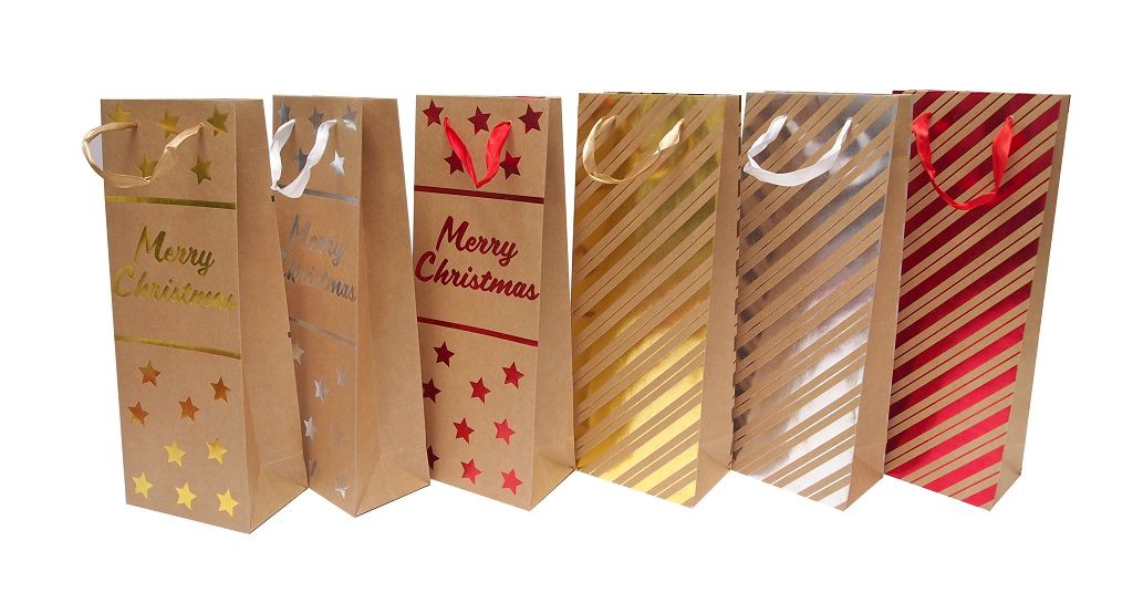 X21, XB1022, BOTTLE BAG KRAFT HOT STAMP FOIL