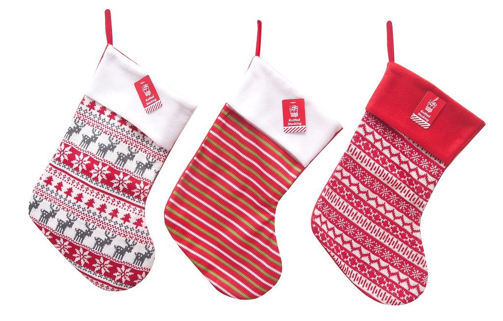 X8, XB1318, STOCKING WINTER KNITTED 44cm 3ASST