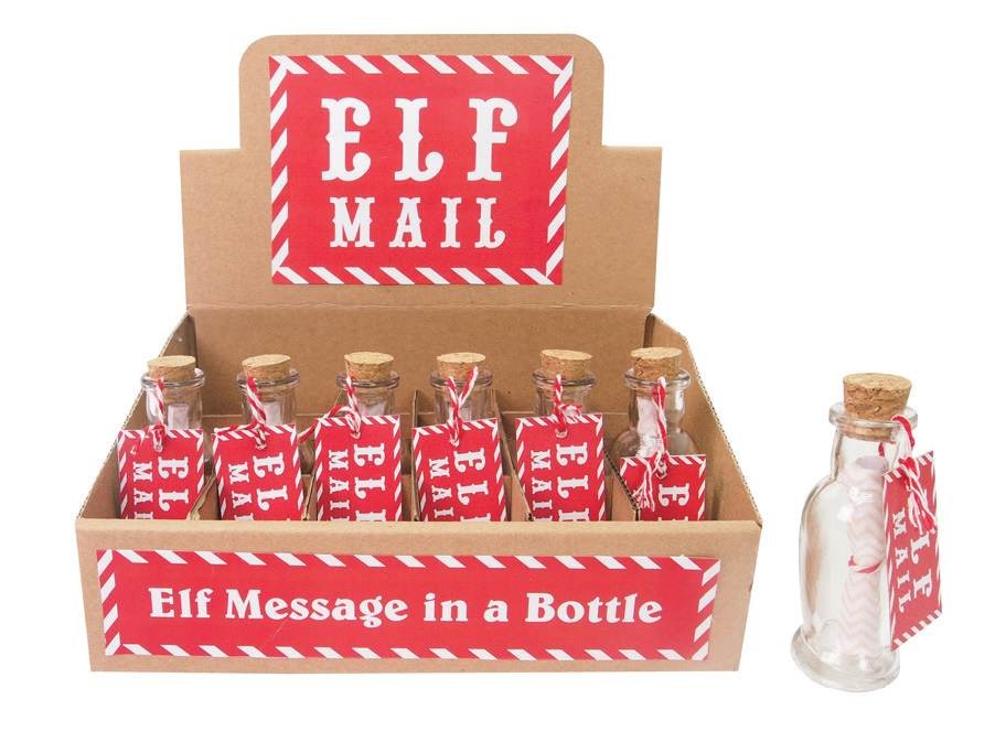 GLASS ELF MAIL BOTTLE 9cm
