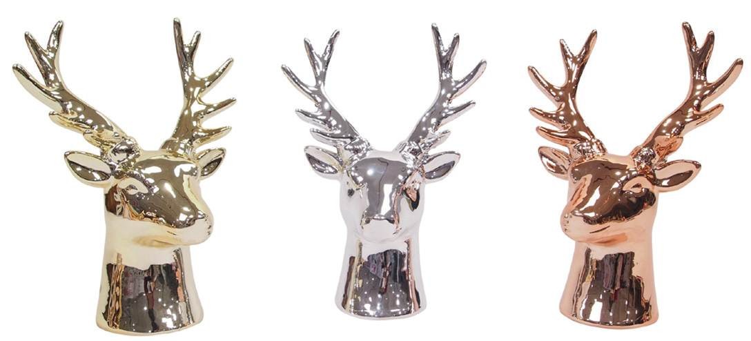 TABLE DECO STAG HEAD 22cm 3 COLOURS