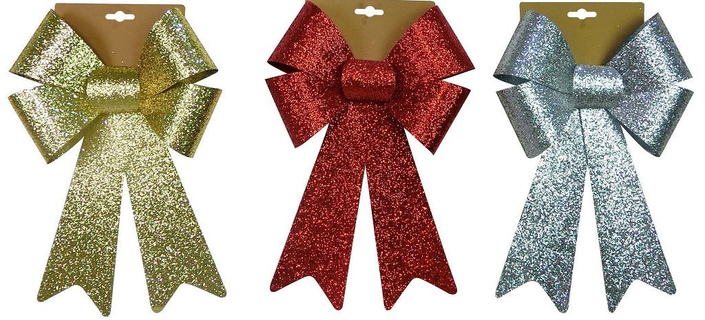 X21, XB2836, GLITTER DLX BOW LGE 1pc 3ASST