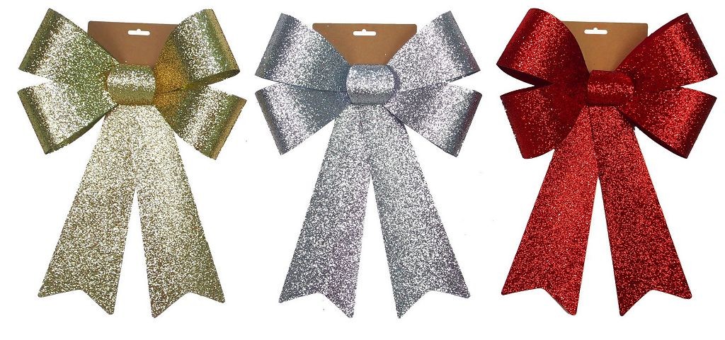 X8, XB2837, GLITTER DLX BOW JUMBO 1pc 3ASST