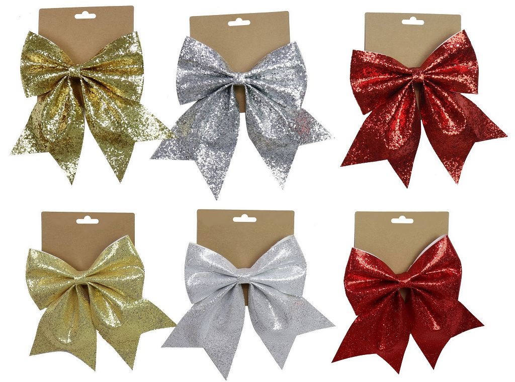 20X21, XB2842, SEQUINS BOW METALLIC 1pc 6ASST