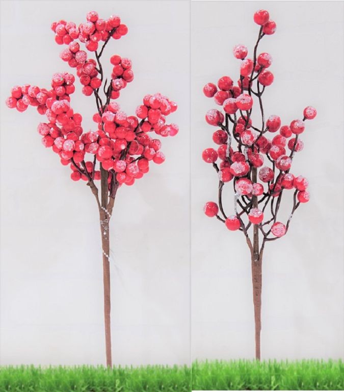 20X21, XB2857, GLITTER SNOW BERRIES STEM 2ASST