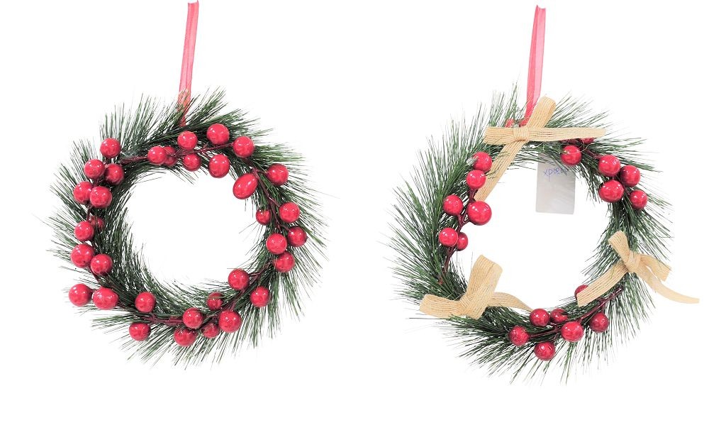 X8, XB2882, BERRY MINI WREATH 18cm 2ASST