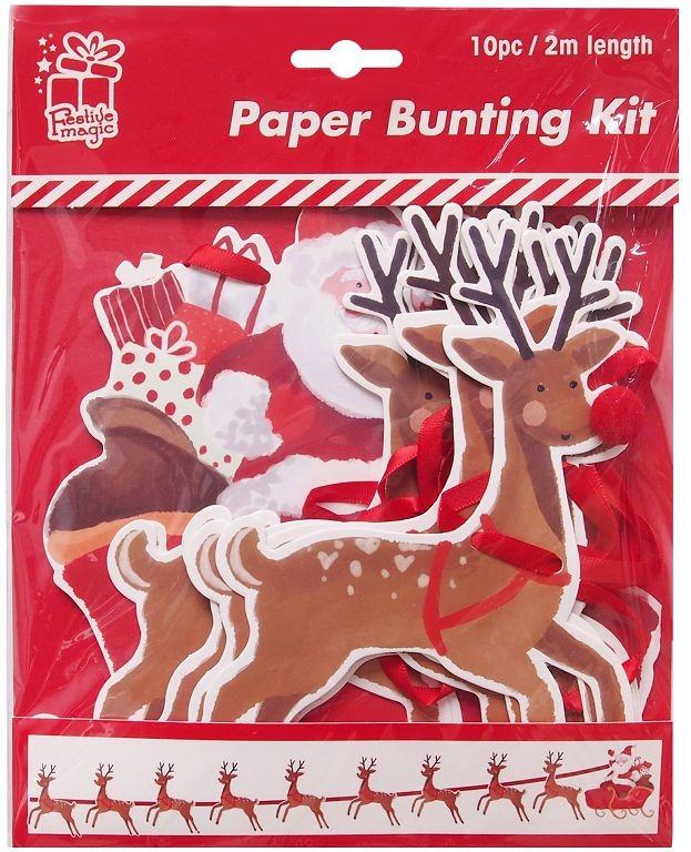 X21, XB3128, BUNTING PAER REINDEER GARLAND 10pc