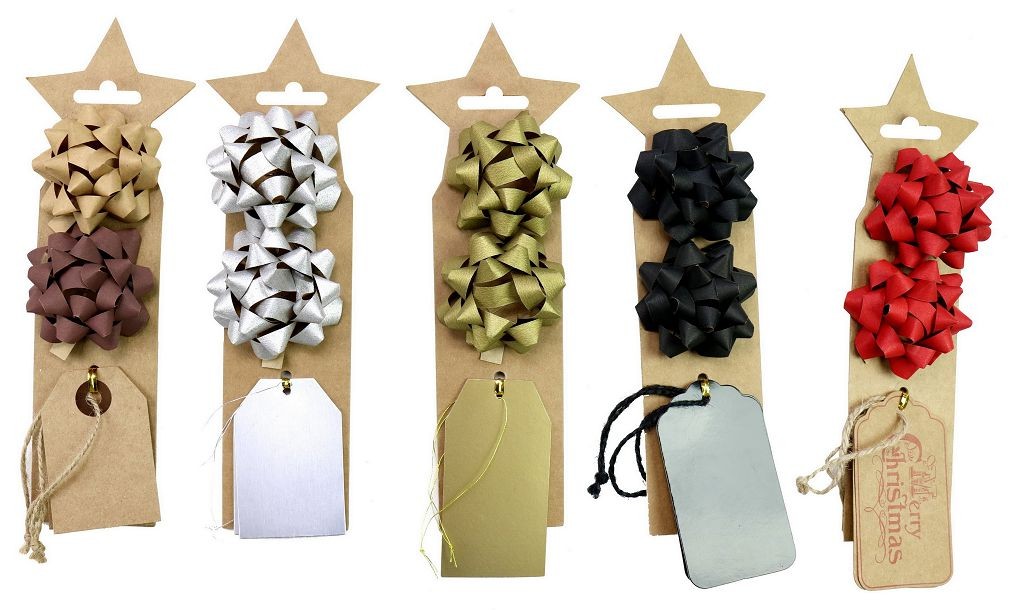 X8, XB3224, GIFT BOWS & TAGS MATTE 4pc 5ASST
