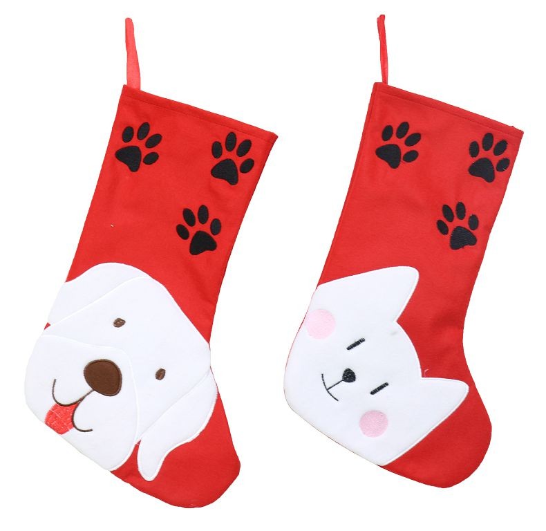 X21, XB3320, PET STOCKING EMBROIDED 47cm 2ASST