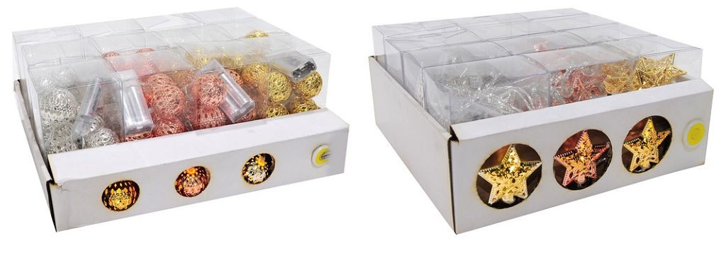 X11, XB3483, LED METAL BALL/STAR LIGHTS 10pc