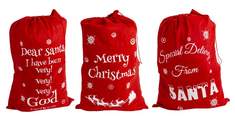 21X8, XB4310. Jumbo Felt Sack Red/White Print Asst 90x58cm