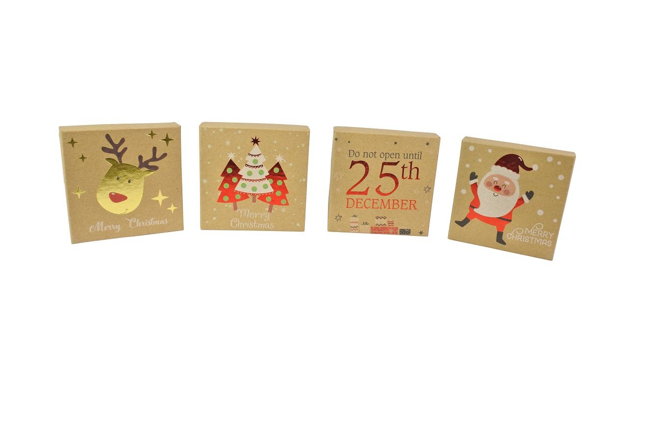 19X25, XB4617, KRAFT GIFT CARD BOX 10x10cm 4ASST